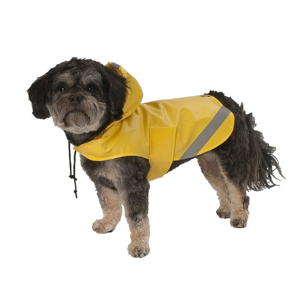 PetRageous Designs London Slicker Dog Rain Coat, Yellow, Small
