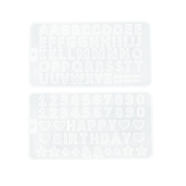 2 piezas de letras de bricolaje forma de forma de silicona moldes de alfabeto moldes de número de alfabeto número de epoxi moldes