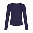 thumbnail image 2 of Trendy Long Sleeve Shirts for Women Fall Fashion V Neck Crop Slim Fitted Y2K Tops Outfits Clothes Dark Blue XL, 2 of 5