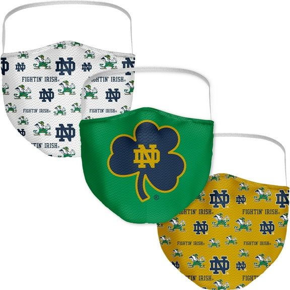 Adult Fanatics Branded Notre Dame Fighting Irish All Over Logo Face Covering 3-Pack