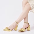 thumbnail image 5 of Ecetana Women's Pumps Pointed-Toe chunky Heel Shoes with Bow Elegant Ankle Strap Dress Shoes for Wedding Party Office, 5 of 6