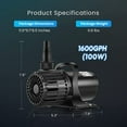 thumbnail image 4 of VIVOHOME Electric 100W 1600GPH Submersible Water Pump for Koi Pond Pool Waterfall Fountains Fish Tank and Aquarium, 4 of 7