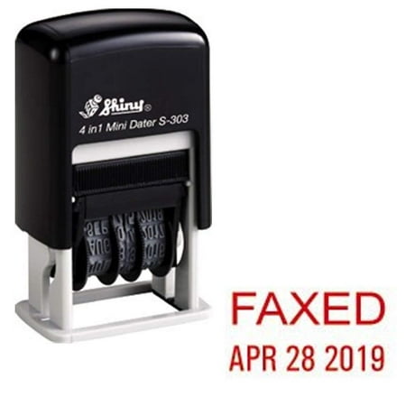Shiny Self-Inking Rubber Date Stamp - FAXED - S-303 - RED INK (42511-R-FAXED) by