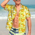 thumbnail image 7 of Fuzoiu Bananas On A Striped Print Hawaiian Shirt for Men, Summer Beach Casual Short Sleeve Button Down Shirts, Men’s Beach Summer Shirts with Pocket,Medium, 7 of 7