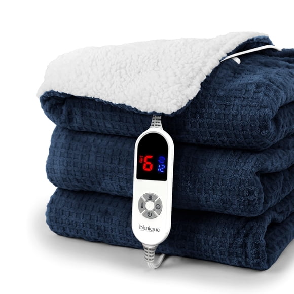 Manta térmica blunique Waffle Electric Full Navy 180 x 210 cm