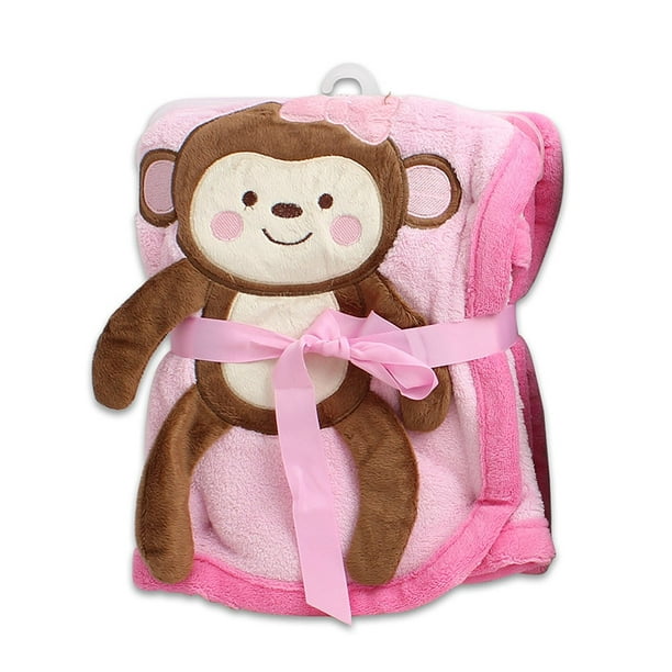 Baby Girl Blanket With Monkey Design 30x40 Inch Pink Ultra Plush Monkey Blanket By Sweethomestore Ship From Us Walmart Com Walmart Com