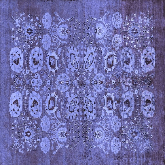 Ahgly Company Indoor Square Oriental Blue Industrial Area Rugs, 3' Square