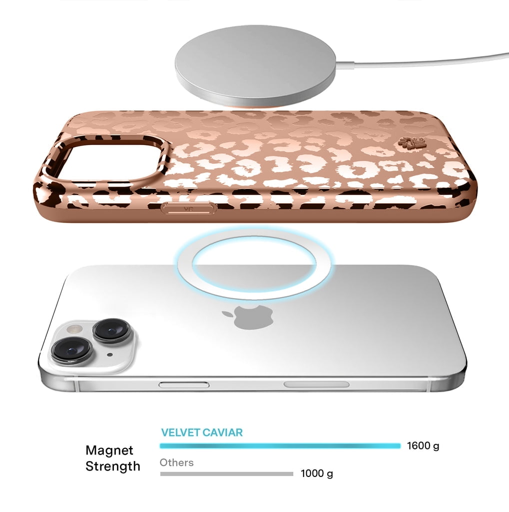 Velvet Caviar iPhone 15 Case MagSafe Compatible - Cute Protective Phone Cases for Women - Bronze Chrome Leopard
