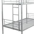 thumbnail image 6 of Twin Over Twin Metal Bunk Beds with Trundle Bed, UHOMEPRO Heavy Duty Bunkbed with Safety Guard Rails, 2 Ladders, Durable Bunk Beds Twin Over Twin Size for Kids Teens, Dorm Room Bedroom, Silver, 6 of 12
