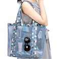 thumbnail image 2 of Bolso de playa de malla (flor azul) Bolso de hombro plegable de malla impermeable Bolsa de compras reutilizable Bolsa de almacenamiento de juguetes de playa Bolsa multifuncional para el hogar Vacacio, 2 of 5