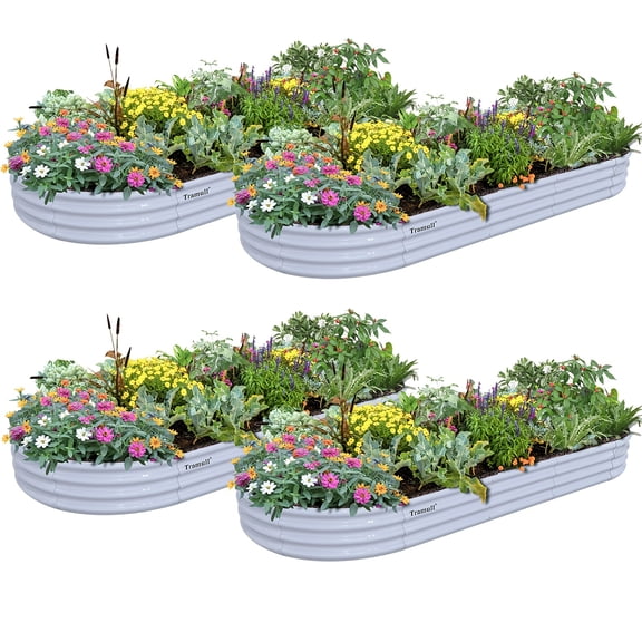 8x3x1ft Galvanized Raised Garden Bed Large Metal Planter Box Kit Elevated Raised Garden Planters for Outdoor Plants