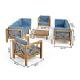 thumbnail image 3 of Noble House Brava Outdoor 8-Seater Acacia Wood Sofa Set in Teak/Blue, 3 of 8