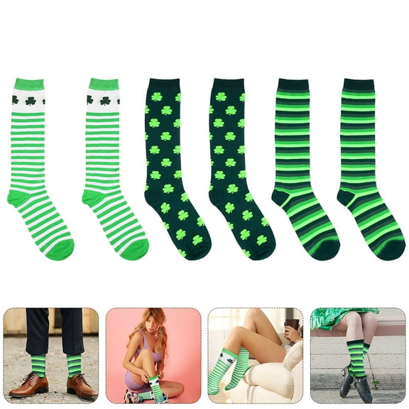 Supvox 3 Pairs of Quirky Creative Socks Assorted Color Unisex for St Patrick's Day