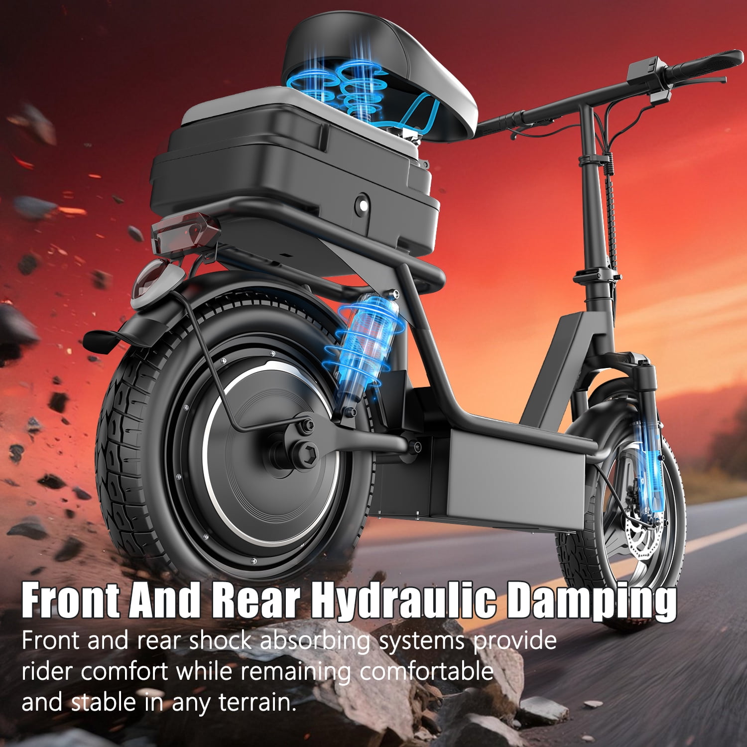 ASKGO K11 Commuter Electric Scooter,1200W Peak Motor 48V 15Ah High-Performance E-scooter, 14 " Commuter Electric Scooter with Seat &Carry Basket-Up to 35Miles 25MPH,Electric Scooter For Adults,UL2272