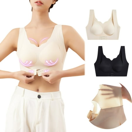 

〖TOTO〗Bras For Women 2Pcs Seamless Rimless Tank Style Bra Beauty Chest Pads Bra Daily Sport Underwear