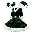 thumbnail image 3 of Women's Christmas Green Court Dress Elegant Holiday Gown for Parties and Cosplay, 3 of 5