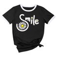 thumbnail image 5 of Women’s Graphic Print Tee Casual Short Sleeve T Shirt Funny Letter Printed T Shirts Summer Short Sleeve T-Shirt with Trendy Design for Daily Wear(Black3,L), 5 of 5