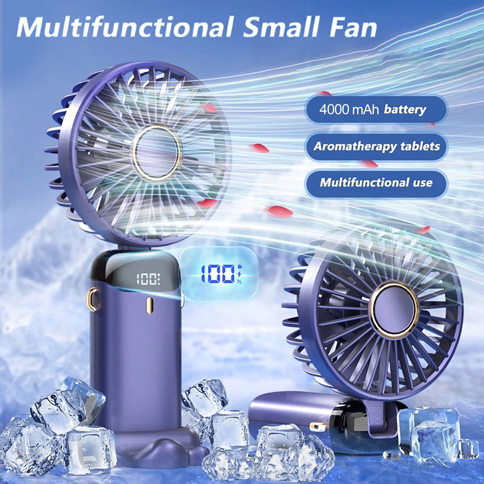 SSBSM Cooling Fan Set, 5 Levels Adjustable Angle, USB Charging, 4000mAh Battery, Foldable, Cool LED, Digital Screen, Hands-Free, Mini Electric Fan, Home Supply (1 Set)