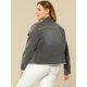 thumbnail image 5 of ChaqueDe MezclilDeshilachaCon Frente Lavado Clásico PaMujer De TalGrande Gris 2X, 5 of 6