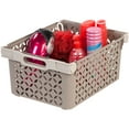 IRIS USA, Large Decorative Plastic Storage Basket, Tan
