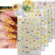 thumbnail image 1 of 5 Sheets Flower Nail Art Stickers Decals, 5D Sunflower Nail Stickers for Nail Art,3D Self-Adhesive Engraved Nail Art Supplies Yellow Floral Small Dais, 1 of 4