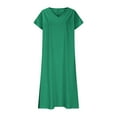 thumbnail image 6 of Horkkom Maxi Dresses for Women Short Sleeve V Neck Summer Dresses Casual Loose Solid Color Long Dresses Slit Side S, 6 of 6