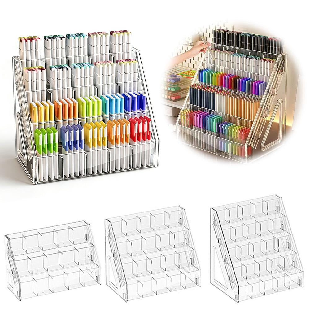 Acrylic Desk Organizer – 5 Tier Vertical Storage for Pens, Markers, Art Supplies & Office Accessories, Clear Desk Storage Solution for Home, Office