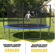 Mersco 14ft Trampoline PLAY Heavy Duty Outdoor Trampoline for Kids and Adults, Backyard Trampoline with Enclosure Net for Family Fun,Jumping Trampoline for Boys and Girls Birthday Gift ,Blue