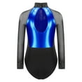 thumbnail image 2 of dPois Kids Girls Rhinestone Long Sleeve Gymnastics Leotard Ballet Dance Unitard Bodysuit Dance Suit Blue 8, 2 of 7
