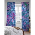 thumbnail image 3 of Sheer Curtains 84 Inches Long 2 Panels Set for Living Room, Purple Green Waves Semi Sheer Curtains for Windows, Modern Abstract Art Voile Window Treatments Rod Pocket Curtain, 3 of 7
