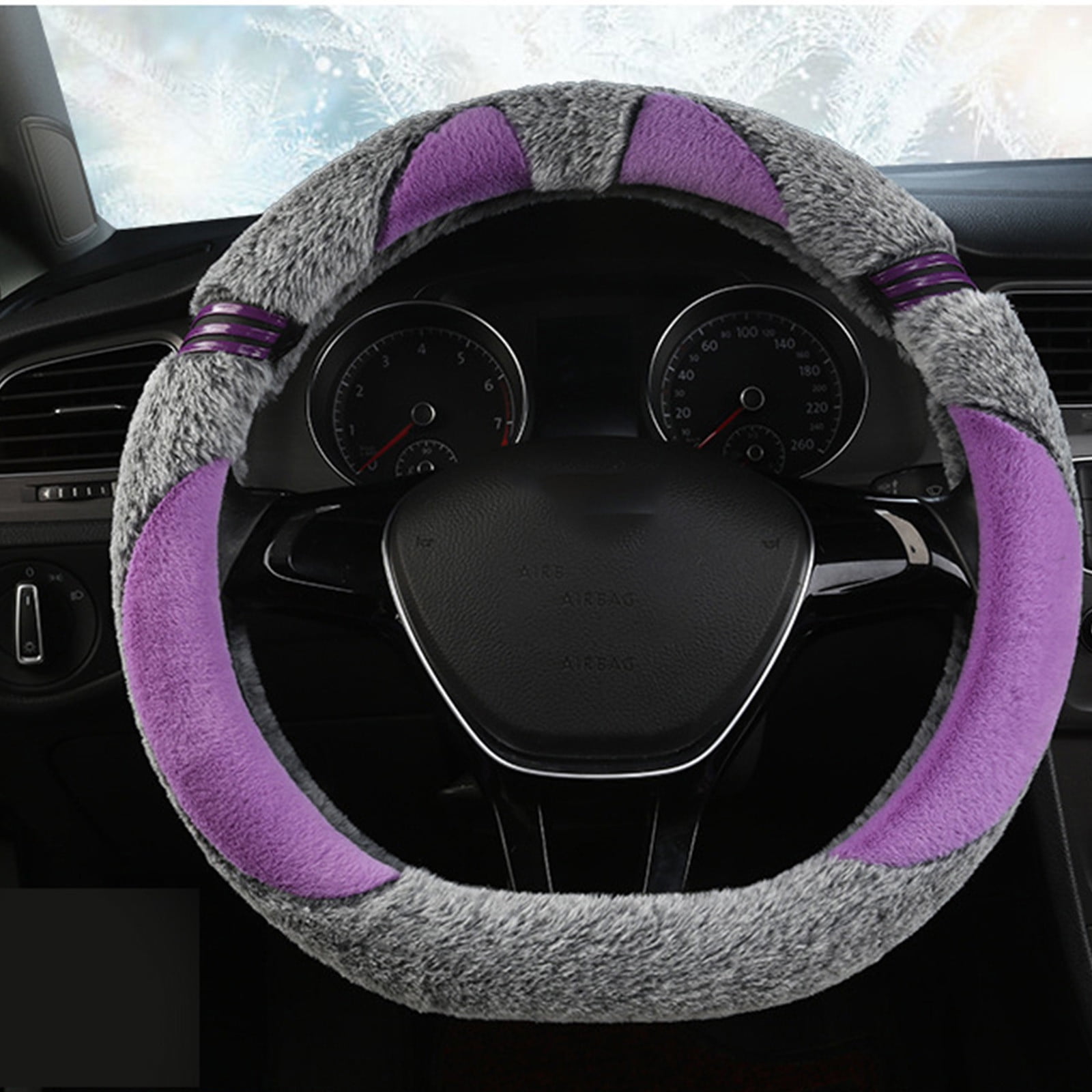 Couvre-volant En Peluche Rose Pour Hiver - Diamètre 38 Mm Universel, Antidérapant, Chaud Et Confortable (cadeau Noël Ou Anniversaire)