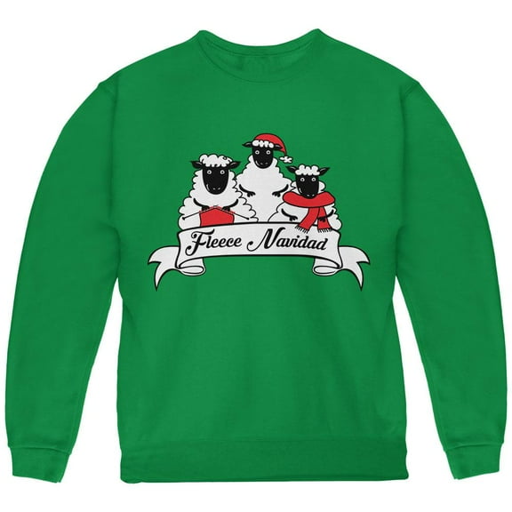 Christmas Sheep Feliz Fleece Navidad Youth Sweatshirt Green YMD