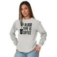 thumbnail image 4 of My Blood Type Coffee Caffeine Addict Women Plus Size Long Sleeve Graphic Tee Brisco Brands 3X, 4 of 5
