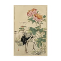 Trademark Fine Art 'Crane and Peony' Canvas Art by Bairei