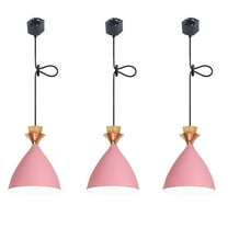 JLOWCO 3 Pack Track Lighting Pendants Adjustable Height Light Fixture Dining Room Rustic Hanging Light Fixture Yellow Farmhouse Pendant Lights Kitchen Island (LED Bulb Include)