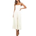 thumbnail image 2 of Txlixc Mono de verano para mujer Tirantes finos ajustables Cintura alta Pierna ancha Mono recortado Mamelucos con bolsillos Txlixc  Estilo de ocio, 2 of 7