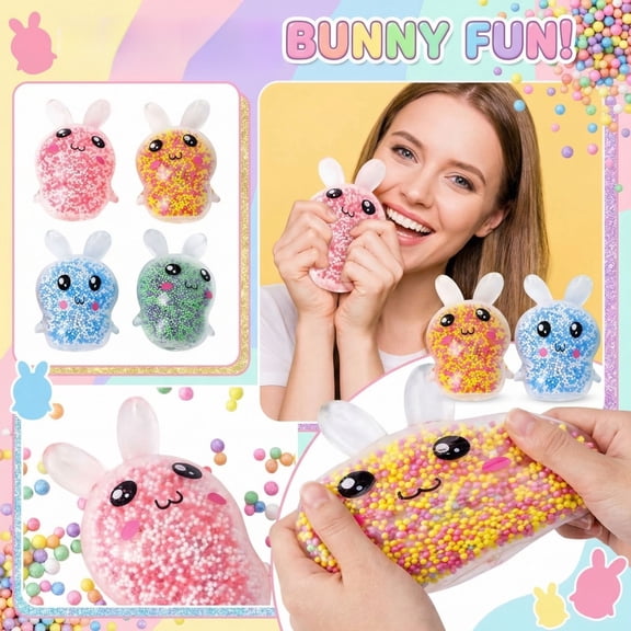 Fidget Toys Squishy Easter Sensory Toys 4 Pack Stress ToysforKids Silent Fidget Toys Adults Anxiety Relief ItemsforKids