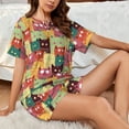 thumbnail image 6 of Bixox Women's Cute Cartoon Cat Printed Pajama Set 2 Piece Lounge Set Top and Shorts Soft Pajamas, Shorts with Pockets, 6 of 7