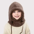 thumbnail image 4 of UngA Boys Girls Plush Balaclava Warm Full Coverage Windproof Hat Winter Fuzzy Plush Ski Hats Hood Cold Ski Mask for Kids (Coffee,3-10 Years), 4 of 7