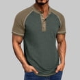 thumbnail image 2 of Blusa de Manga Corta de los Hombres Botones de Color Sólido Al Aire Libre Respirable Cuello Redondo, Sudadera Suelta Casual para Diario, 2 of 9