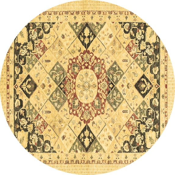 Ahgly Company Indoor Round Abstract Brown Modern Area Rugs, 6' Round