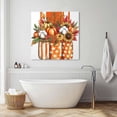 thumbnail image 3 of Burnt Orange Floral Wall Art Painting on Canvas, Rustic Pumpkin Sunflower Botanical Striped Canvas Art Home Prints Wall Art Framed Modern Artwork for Living Room Bedroom Wall Decor 12x12in, 3 of 9