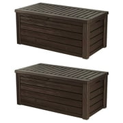 Keter Westwood Outdoor 150 Gal Deck Storage Box for Tools, Brown (2 Pack)