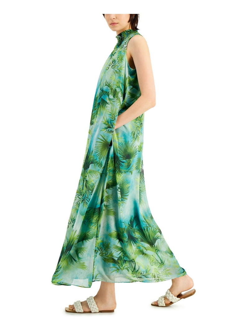 I.N.C Womens Rio Rain Flounce Dress, Green, X-Large - Walmart.com
