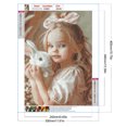 thumbnail image 2 of Pintura de diamante 5D DIY, kit de taladro redondo completo de conejito y niña, decoración del hogar, 30x40cm, 2 of 9