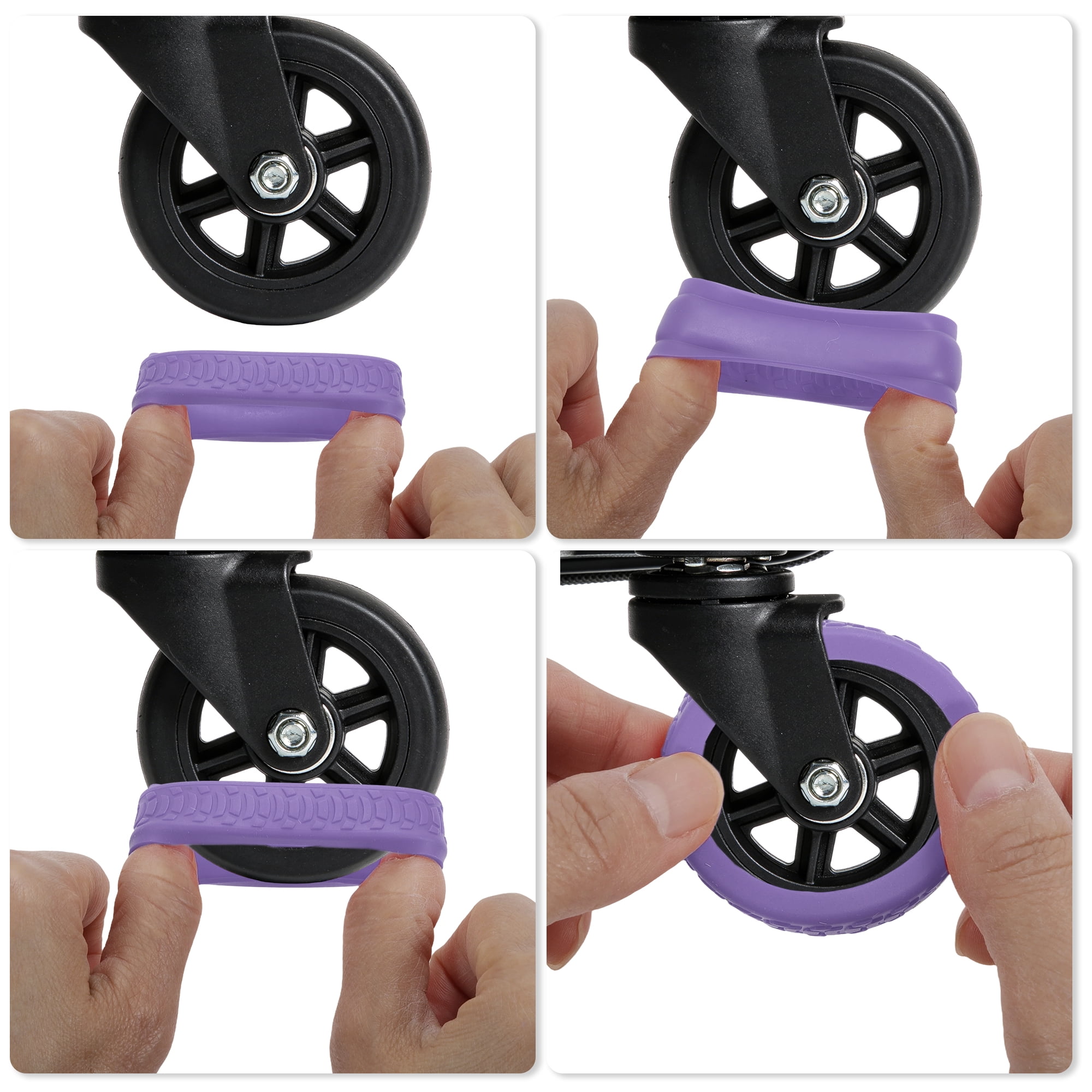 Unique Bargains Durable Convenient Luggage Wheel Covers for Travel 4Pcs Light Purple