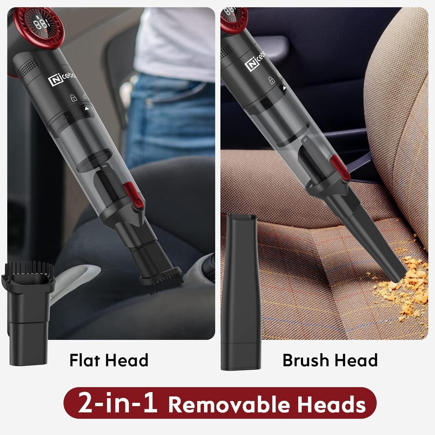 Open Box KORAMZI EV-H065 Cordless Handheld Vacuum Cleaner, Red