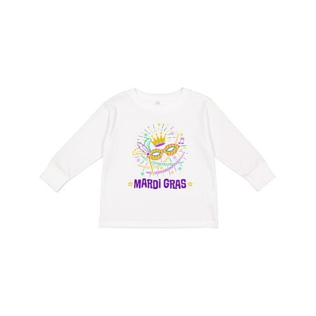

Inktastic Mardi Gras Party Crown Mask Gift Toddler Boy or Toddler Girl Long Sleeve T-Shirt