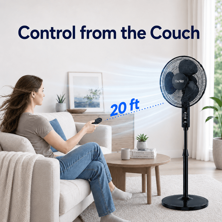 Qunler 16-Inch Pedestal Fan with Remote, 10-Hour Timer photo 2