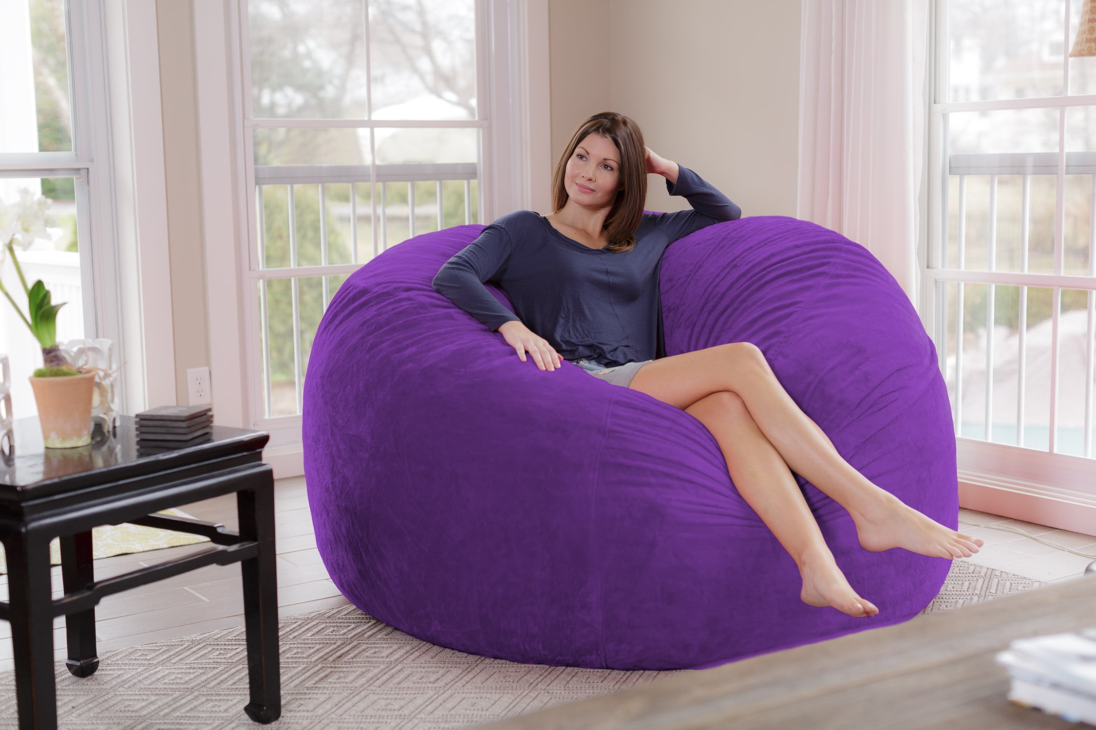 Chill Sack Bean Bag Chair Memory Foam Lounger With Ultra Fur Cover